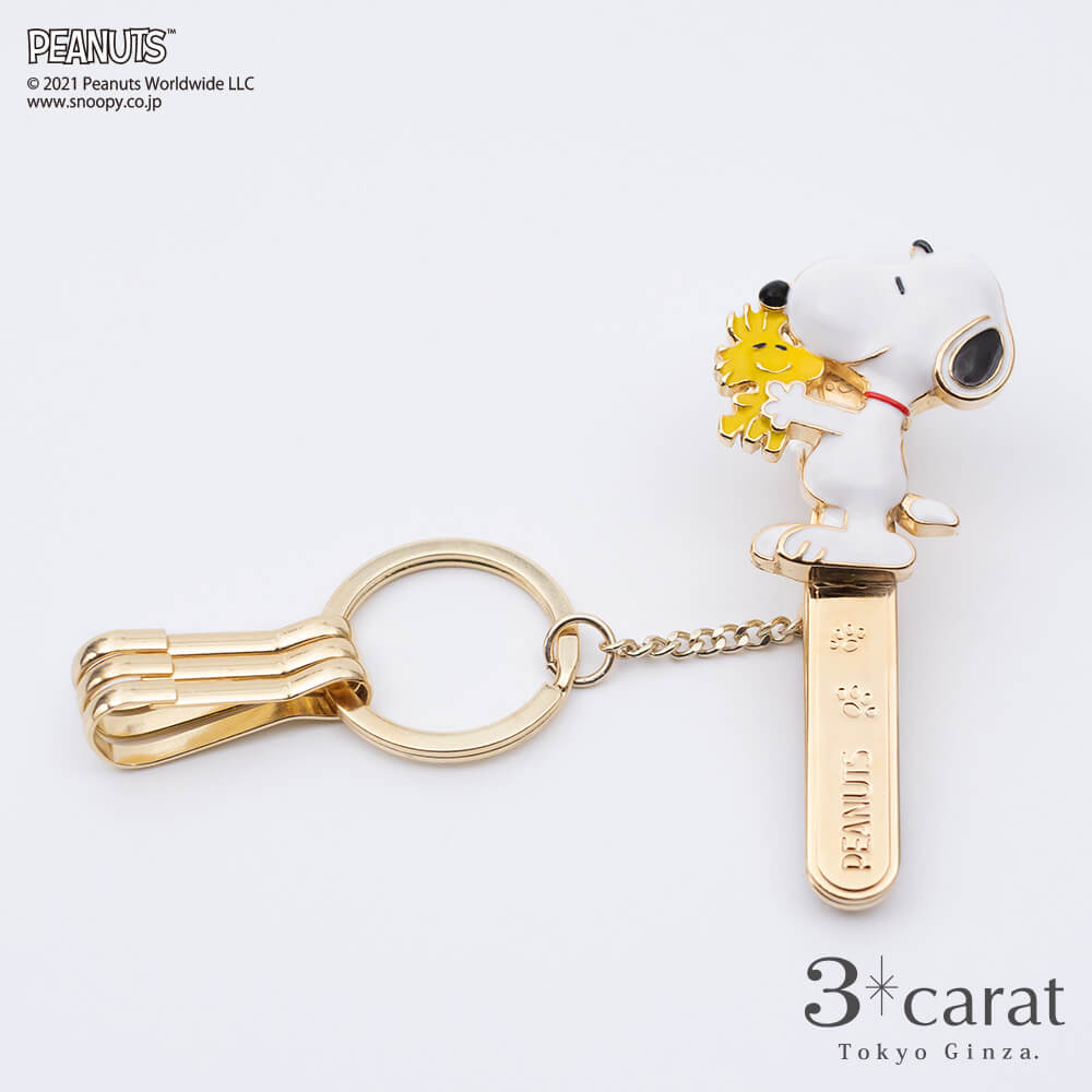 PEANUTS バッグキークリップ スヌーピーとウッドストックだっこ
