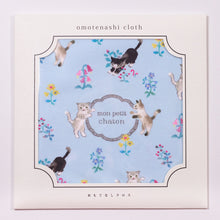 画像をギャラリービューアに読み込む, おもてなしクロス お花と子猫 ブルー