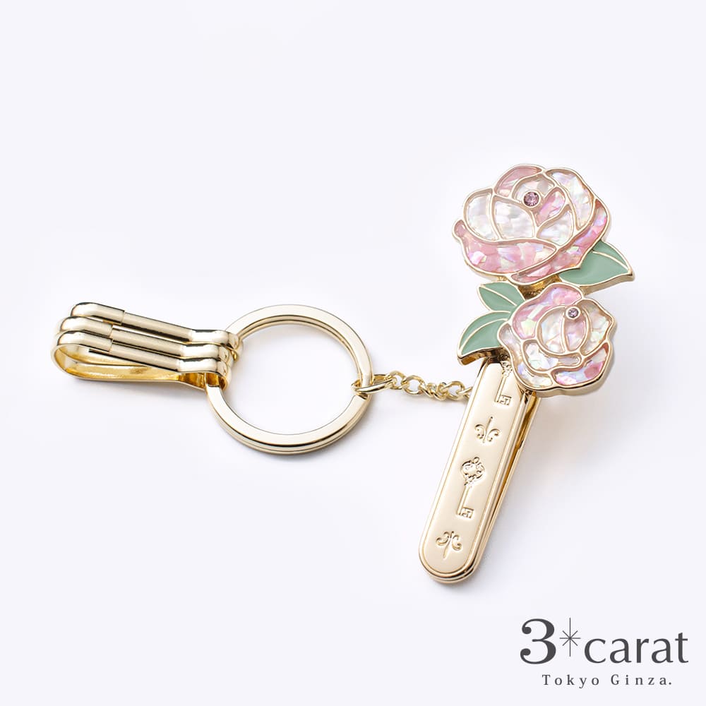 バッグキークリップ シェル・ローズ – 3carat（スリーカラット