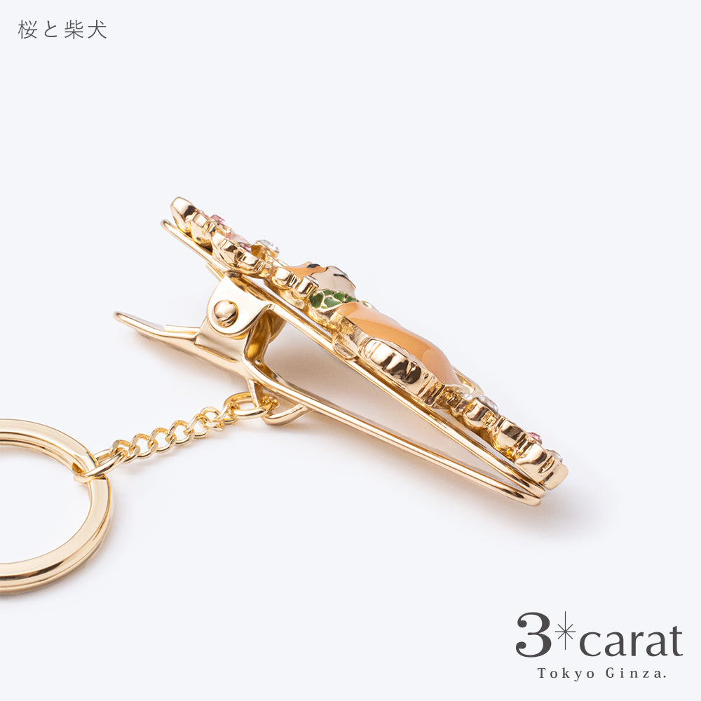犬モチーフ キークリップ 楽天市場】バッグキークリップ 桜と柴犬 さくら いぬ イヌ 春