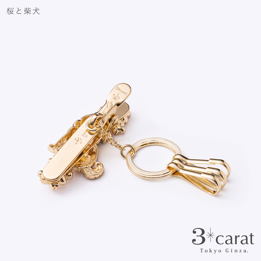 バッグキークリップ 桜と柴犬 – 3carat（スリーカラット）オンラインストア