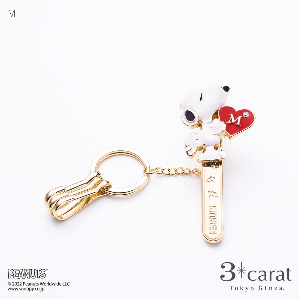 PEANUTS バッグキークリップ スヌーピー イニシャル